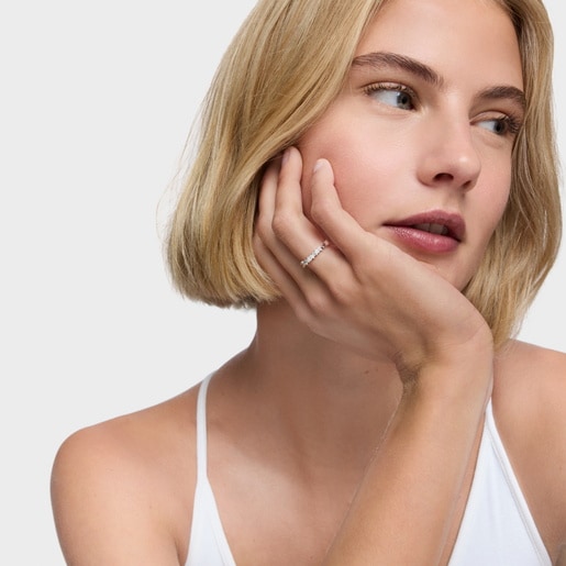 خاتم من الفضة بحلية على شكل زهرة من تشكيلة TOUS Motifs