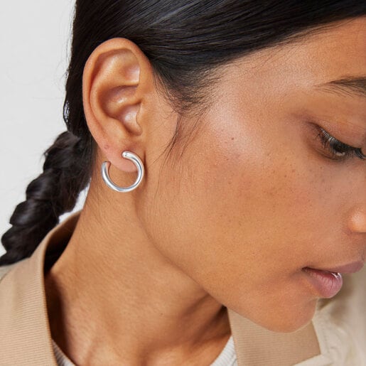 Silver Circle earrings New Hav