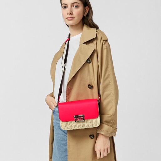 Fluorescent pink raffia TOUS Legacy Summer Crossbody bag
