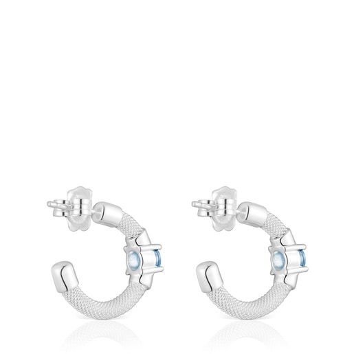 أقراط طوقية من الفضة والإسبنيل مُصنعة في المختبر من تشكيلة TOUS Mesh LGG