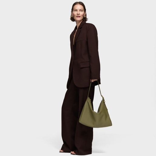 Saca de piel verde oliva TOUS Fold