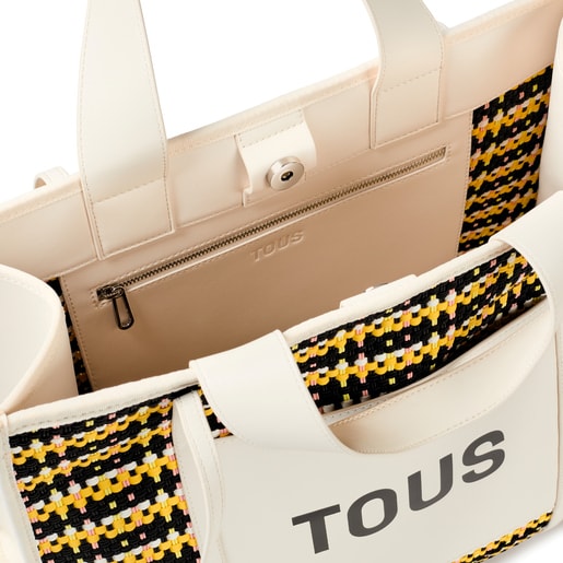 Large beige TOUS Amaya Braided Shopping Bag | TOUS