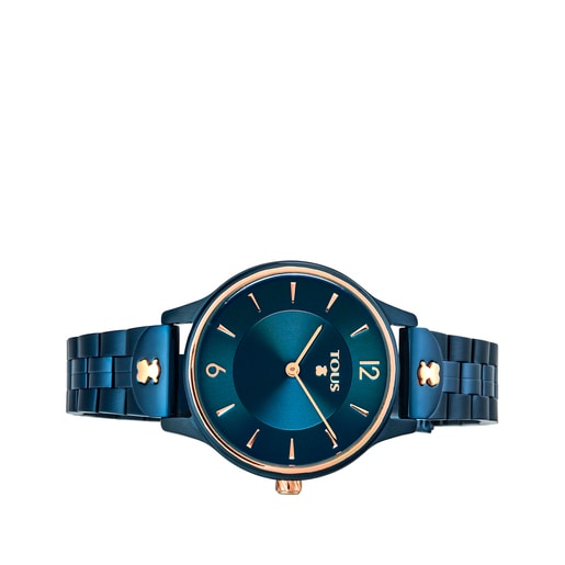 Rellotge Len d'acer IP blau/rosat