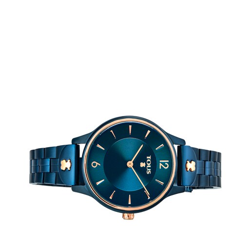 Montre Len en acier IP bleu/rosé