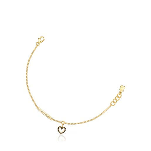 Pulsera corazón espinelas baño de oro 18 kt sobre plata