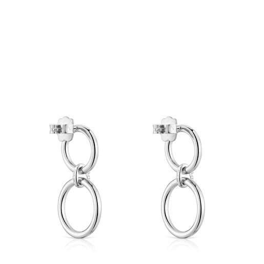 Pendientes doble círculo de plata Straight