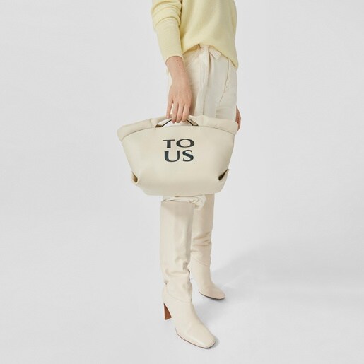 תיק סל TOUS Balloon בינוני מעור בצבע בז'