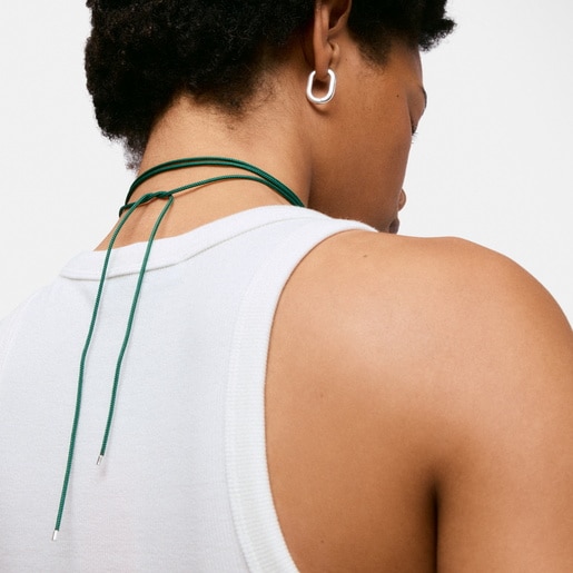 Collar largo de plata en color verde TOUS Basics