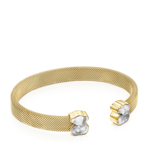 Gold-colored IP Steel Mesh Color Bracelet with Howlite | TOUS