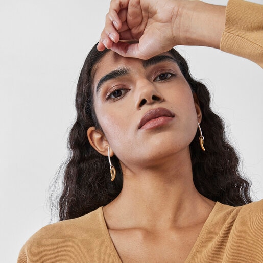 Two-tone silver vermeil TOUS Hav Earrings with ring