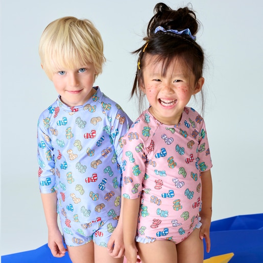 Long-sleeved beach t-shirt in Candy blue
