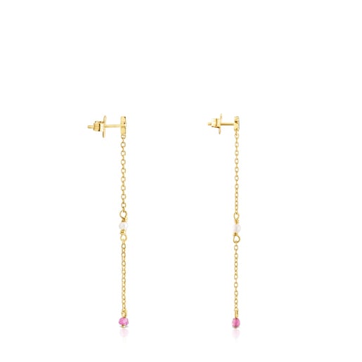 Silver vermeil TOUS New Motif Earrings with chrome diopsides and sapphires  | TOUS