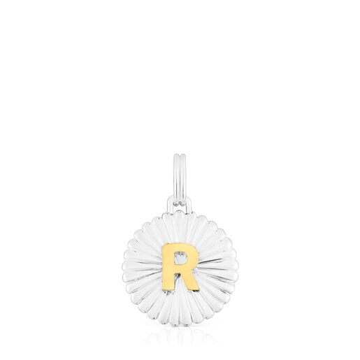 Medailón s písmenom R zo striebra a pozláteného striebra TOUS Alphabet