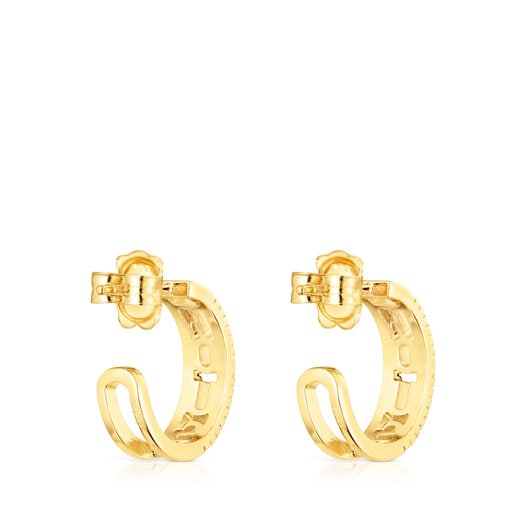 Silver vermeil Hoop earrings with diamonds Logo | TOUS