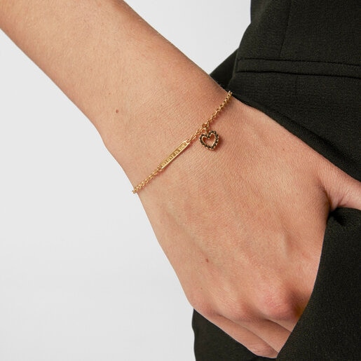 Pulsera corazón espinelas plata con baño de oro 18 kt sobre plata