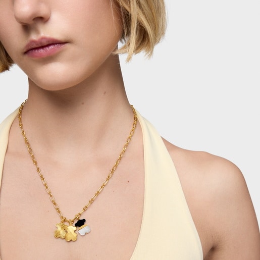 Dije oso con baño de oro 18 kt sobre plata Icon Metal