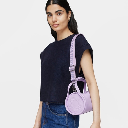 Small lilac-colored leather Duffel bag TOUS Miranda