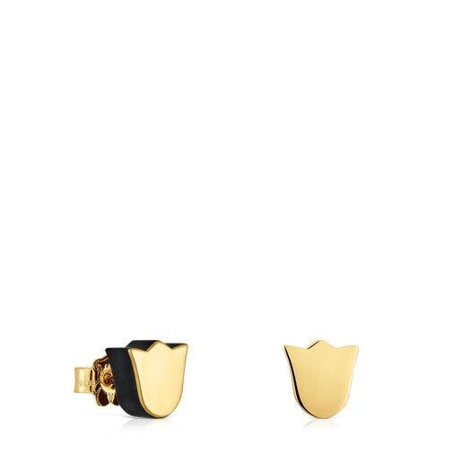 Gold tulip Earrings with onyx TOUS 1950