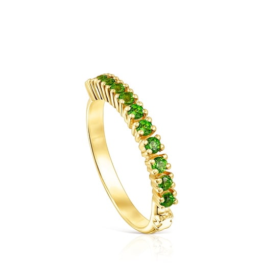 Anello Mezza Alleanza con placcatura in oro 18 kt su argento e cromo diopside TOUS Straight