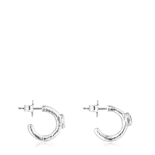 Boucles d’oreilles anneaux Oceaan Duna en argent et améthyste