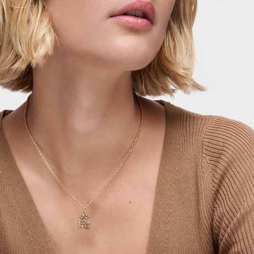 Bear Pendant with 18kt gold plating over silver and diamonds TOUS Sweet 40s
