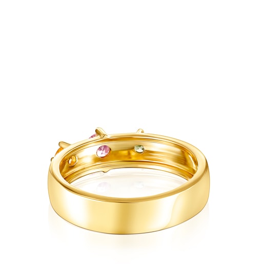 טבעת ורמייל צהוב על כסף עם אבני חן ספיר