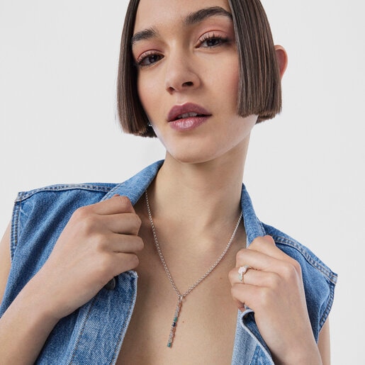 Серебряная подвеска Mini Color с драгоценными камнями