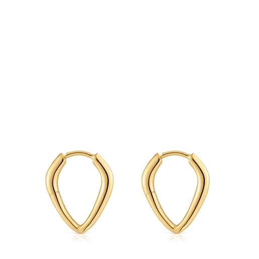 Aretes con baño de oro 18 kt sobre plata cortos con aro púa Basics