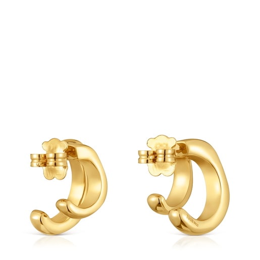 Double Hoop earrings with 18kt gold plating over silver Line