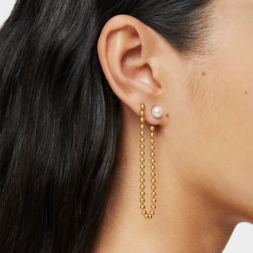 Silver Vermeil Gloss asymmetric Earrings with Pearl