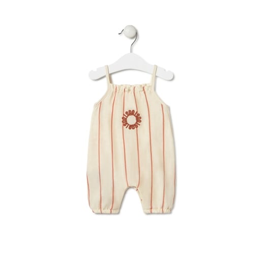 Tous - Baby GirlS Striped Romper In Classic Brick Red - Textil