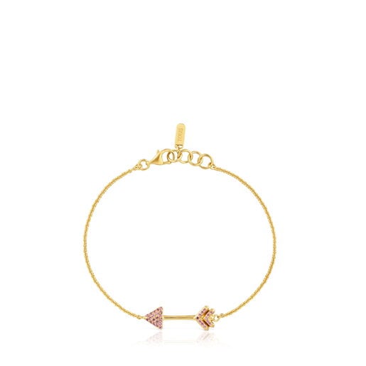 Chain bracelet with 18kt gold plating over silver and rhodolites TOUS Flechazo