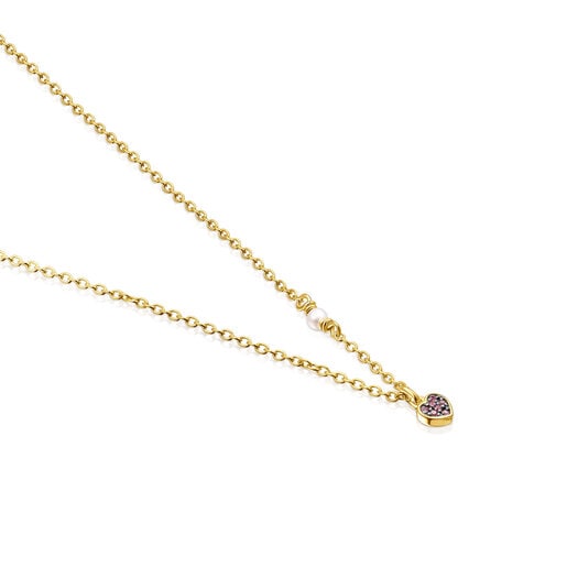 Silver vermeil TOUS New Motif Necklace with amethyst heart