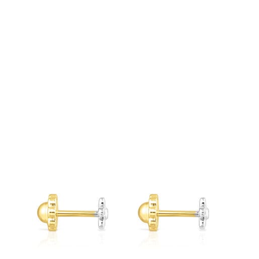 White gold TOUS Puppies earrings with diamonds flower motif | TOUS