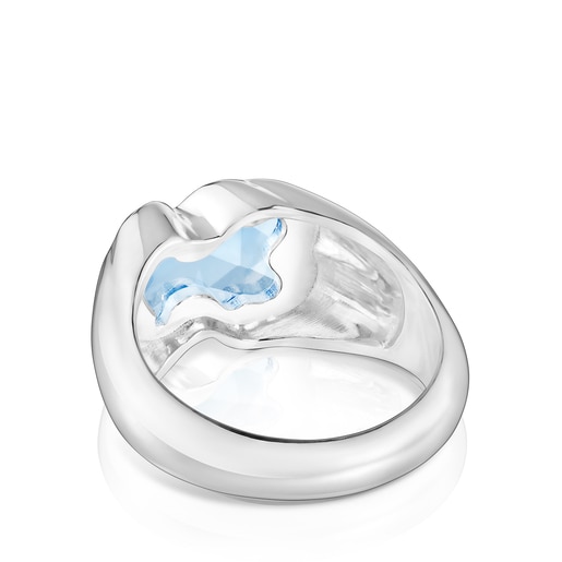 Anillo mediano de plata y espinela azul creada en laboratorio Icon Color LGG