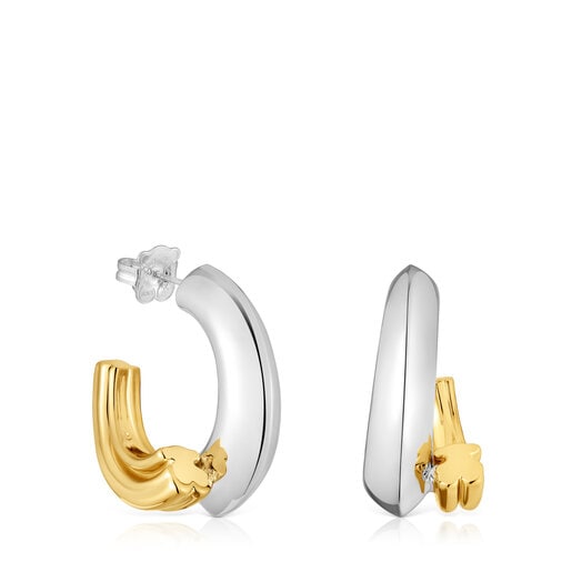 Two-tone long Hoop earrings with bear motif TOUS 1950