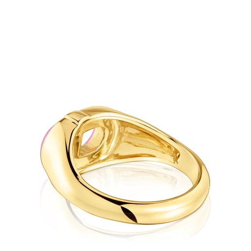 Sello con baño de oro 18 kt sobre plata y esmalte fucsia TOUS MANIFESTO