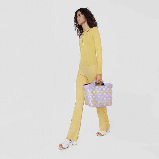 Medium mauve and yellow Basket Tote bag TOUS Balloon Cesta