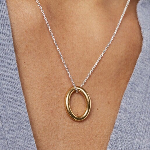 שרשרת TOUS Hav בשני גוונים מוורמיל כסף, עם טבעת