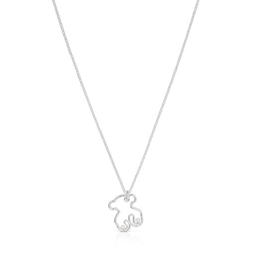 Silver Tsuri Bear necklace with cultured pearls | TOUS