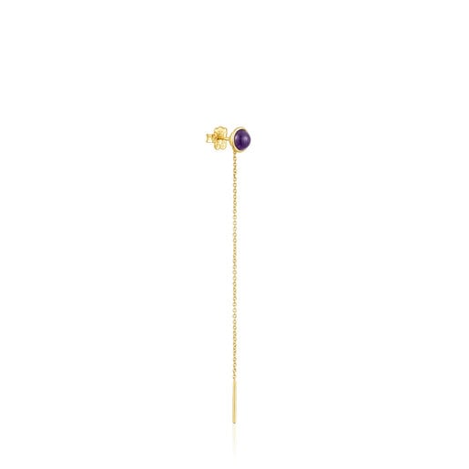 Silver vermeil Plump Long 1/2 earring with amethyst