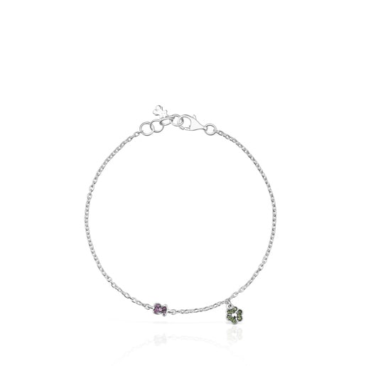 Silver TOUS New Motif Bracelet with chrome diopside and amethyst