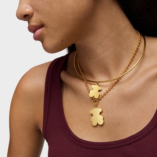 Medium 22mm 18kt gold plating over silver bear Pendant Sweet Dolls