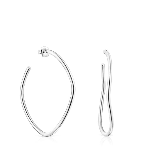 Silver Hav wave-shaped Hoop earrings | TOUS