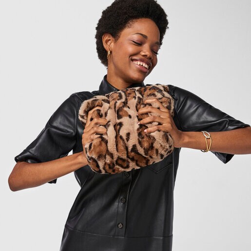 Bolsa mediana Amaya Kaos Shock Wild beige y negra