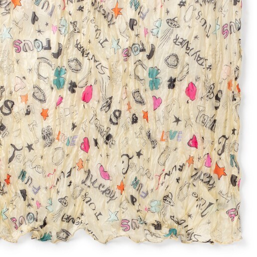 Плиссированный шарф Samba из бежевого и разноцветного шелка