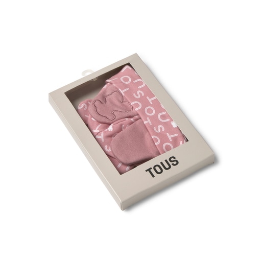 Conjunto de bebé gorro y manoplas Soft rosa