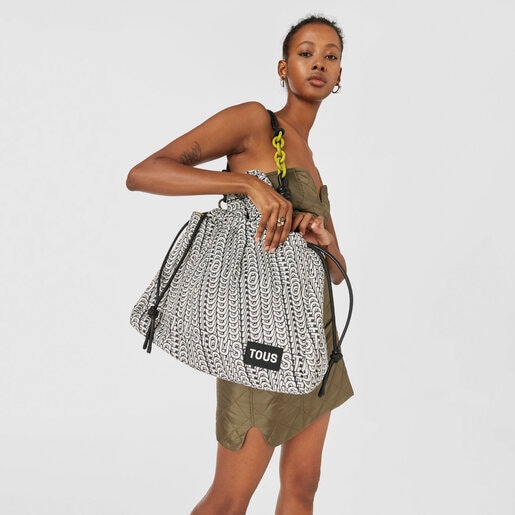 תיק כתף TOUS Cloud Soft גדול שחור ולבן