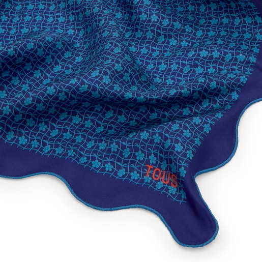 Dark blue square Scarf Mini Daisy