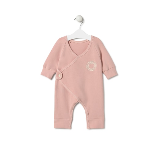 Wrap-over baby playsuit in Classic pink